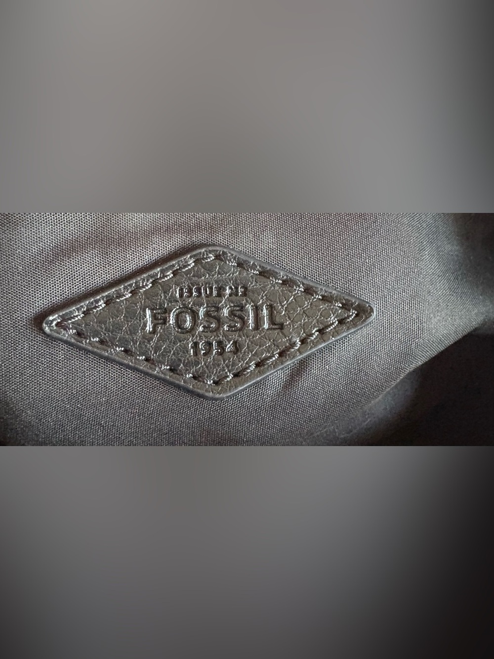 Fossil Black Pebbled Leather Logo Patch - Picture 2 of 5